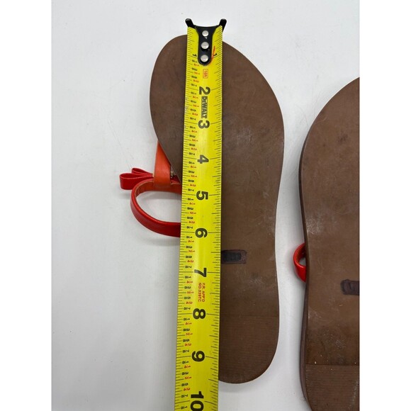 New Tory Burch Bow Thong Sandals Red Patent Leather Flat Flip Flops - Picture 10 of 11